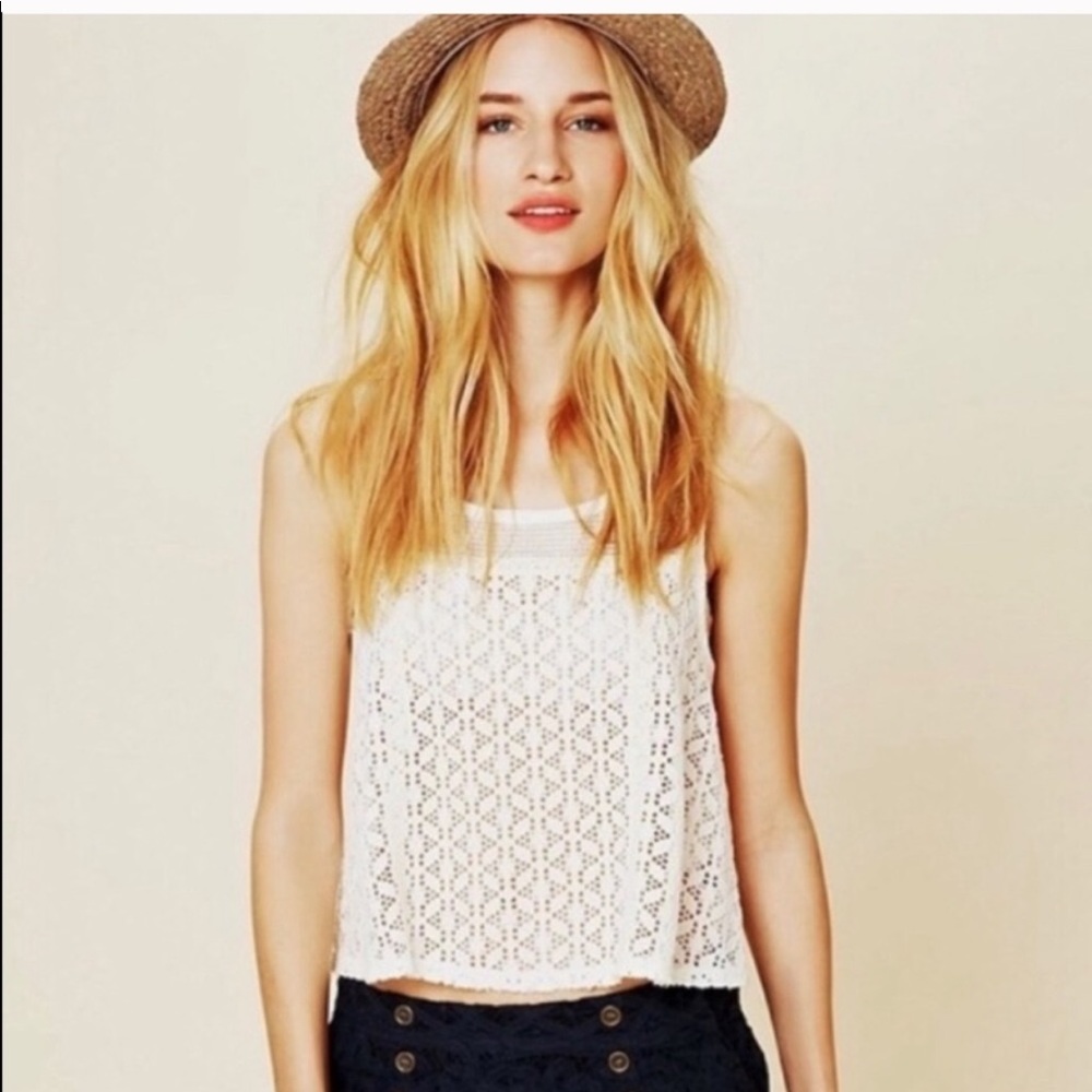 FREE PEOPLE Novelty Crochet Lace Swing Crop Tank